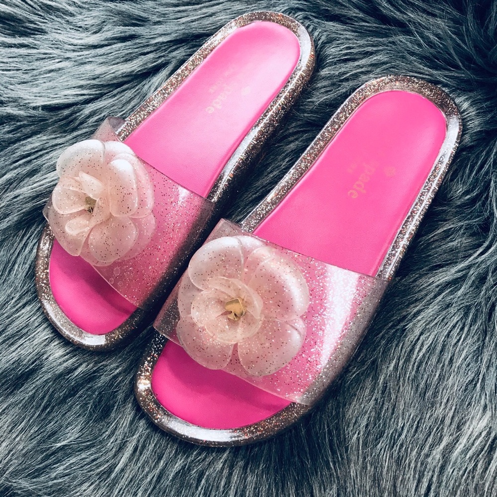 Kate Spade Pink Glitter Jelly Sandals Slid Gem